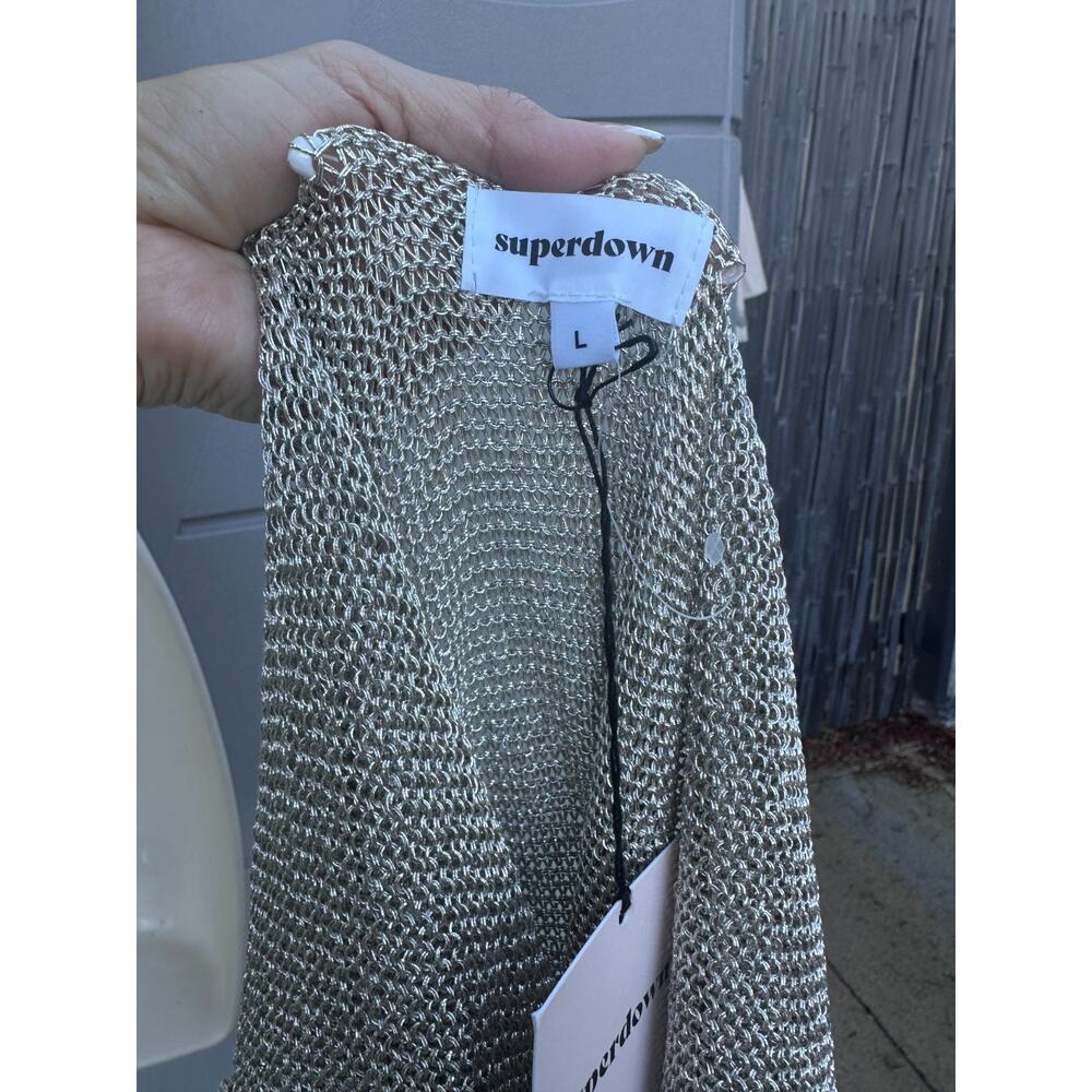 NWT Superdown Egon Gold Metallic Knit Maxi Dress Sz L Backless Party Resort Beac - Picture 11 of 14